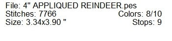 Applique reindeer face machine embroidery design