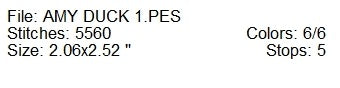 Amy duck machine embroidery design