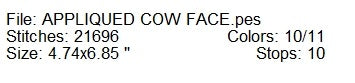 Applique cow face machine embroidery machine design