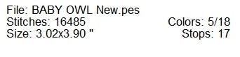 Baby owl machine embroidery design