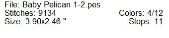 Baby pelican machine embroidery design