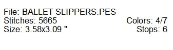 Ballet slippers appliqué machine embroidery design