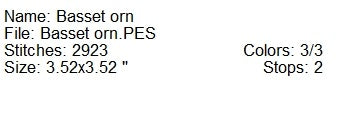 ITH Basset hound canine ornament machine embroidery design