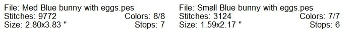 Bunny with and without egg machine embroidery designs