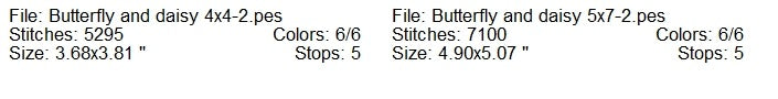 Butterfly and daisy machine embroidery design 2 sizes