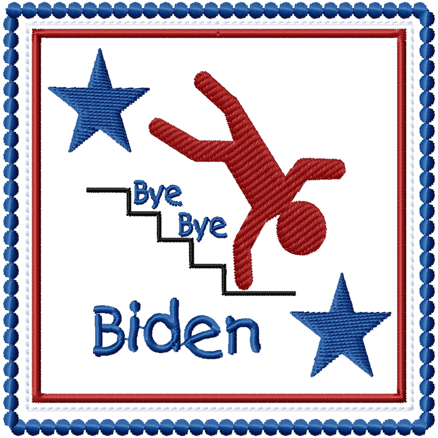 ITH Bye Bye Biden Coaster machine embroidery design