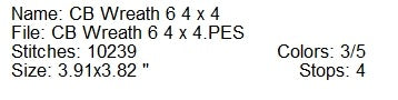 CB wreath 6 Snoopy machine embroidery design