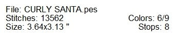 Curly face Santa machine embroidery design