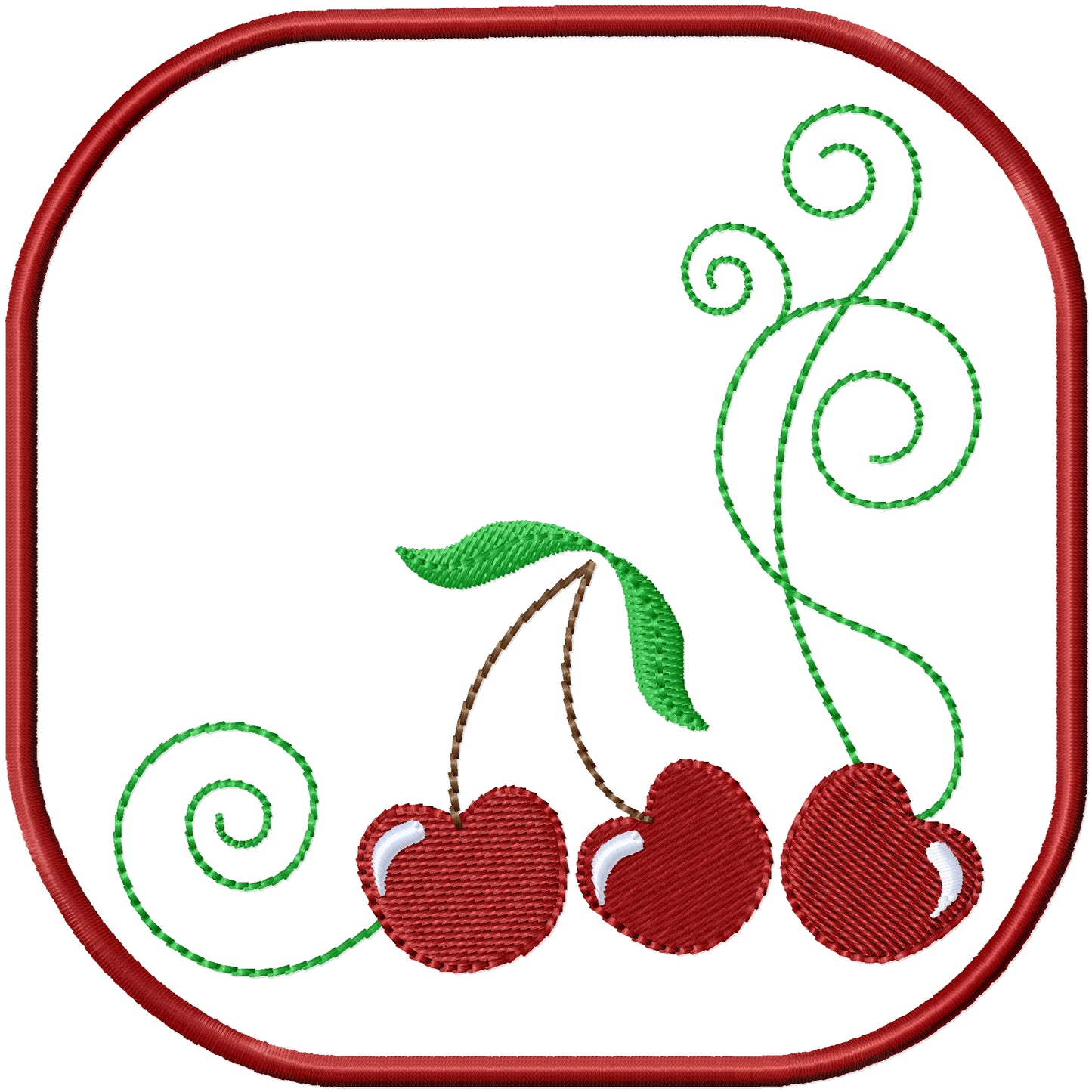 ITH Cherries coaster machine embroidery design