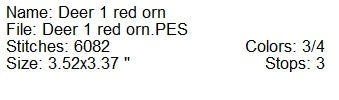 ITH Deer 1 silhouette Red Christmas ornament machine embroidery design