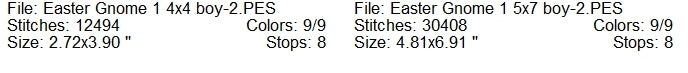 Easter Gnome 1 machine embroidery design 2 sizes