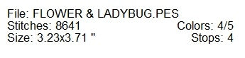Flower and a ladybug machine embroidery deign