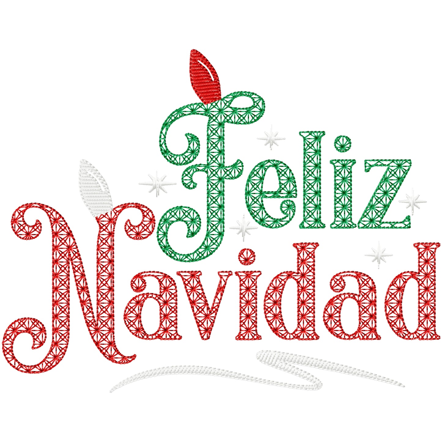 Feliz Navidad 1 Machine embroidery design 3 sizes