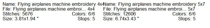 Flying airplanes machine embroidery design 2 sizes