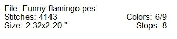 Funny flamingo clippie machine embroidery design