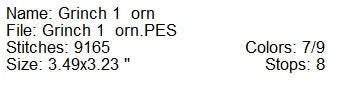 ITH Grinch 1 ornament machine embroidery design