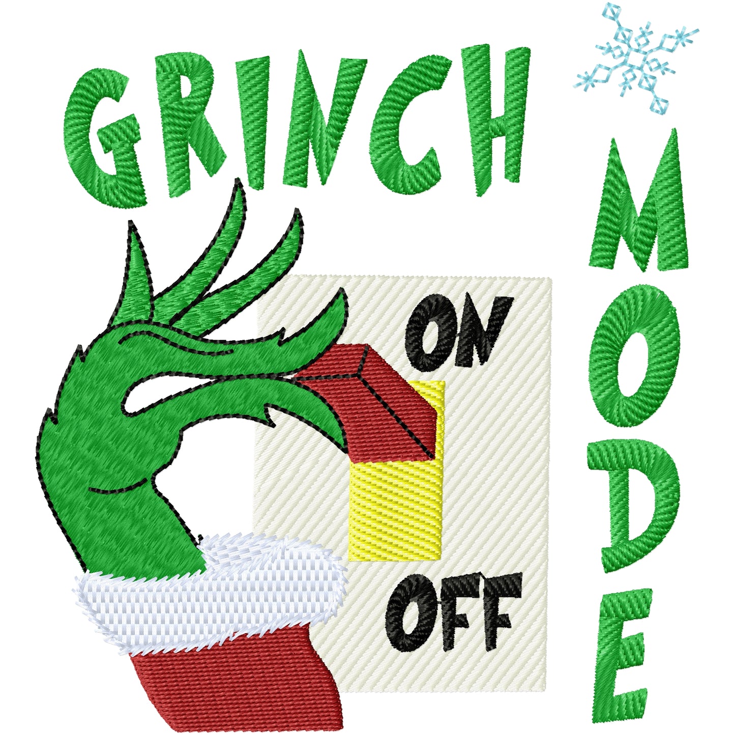 Grinch Mode machine embroidery design 2 sizes