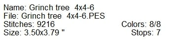 Grinch tree machine embroidery design