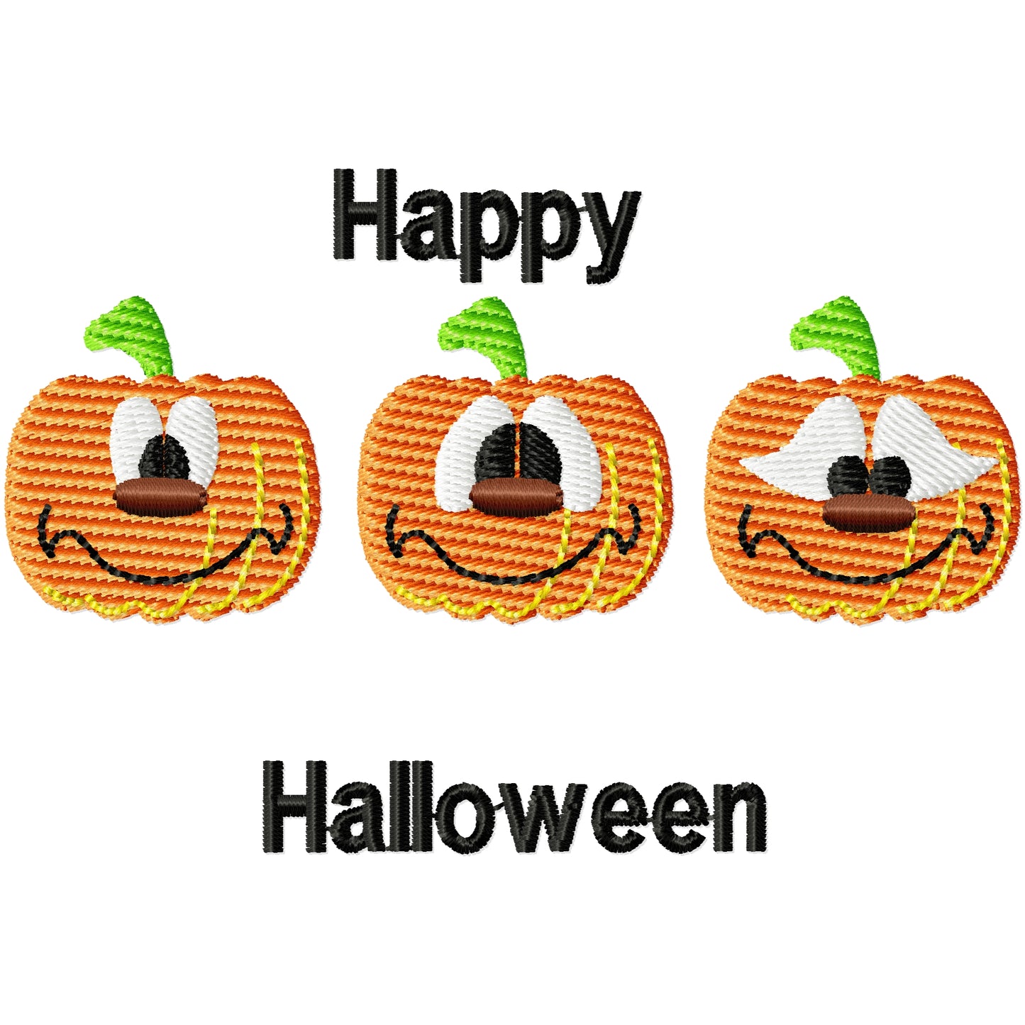 3 Cute Pumpkins machine embroidery design 2 sizes