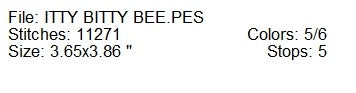 Itty bitty bee machine embroidery design