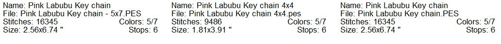 ITH Pink La boo boo key chain machine embroidery design 3 sizes