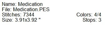 Medication machine embroidery design