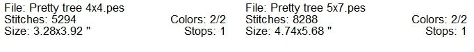 Pretty tree machine embroidery design 2 sizes