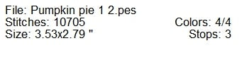 Pumpkin Pie 1 Halloween machine embroidery design