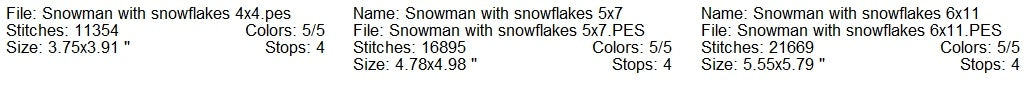 Snowman with snowflakes machine embroidery design 3 sizes