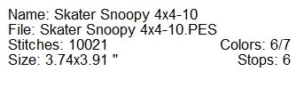 Ice skater Snoopy machine embroidery design