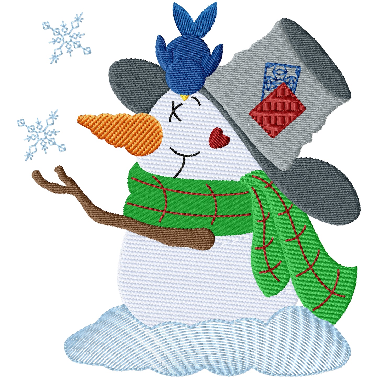 Adorable Snowman with heart cheeks machine embroidery design 2 sizes