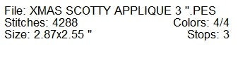 Christmas scotty applique machine embroidery design