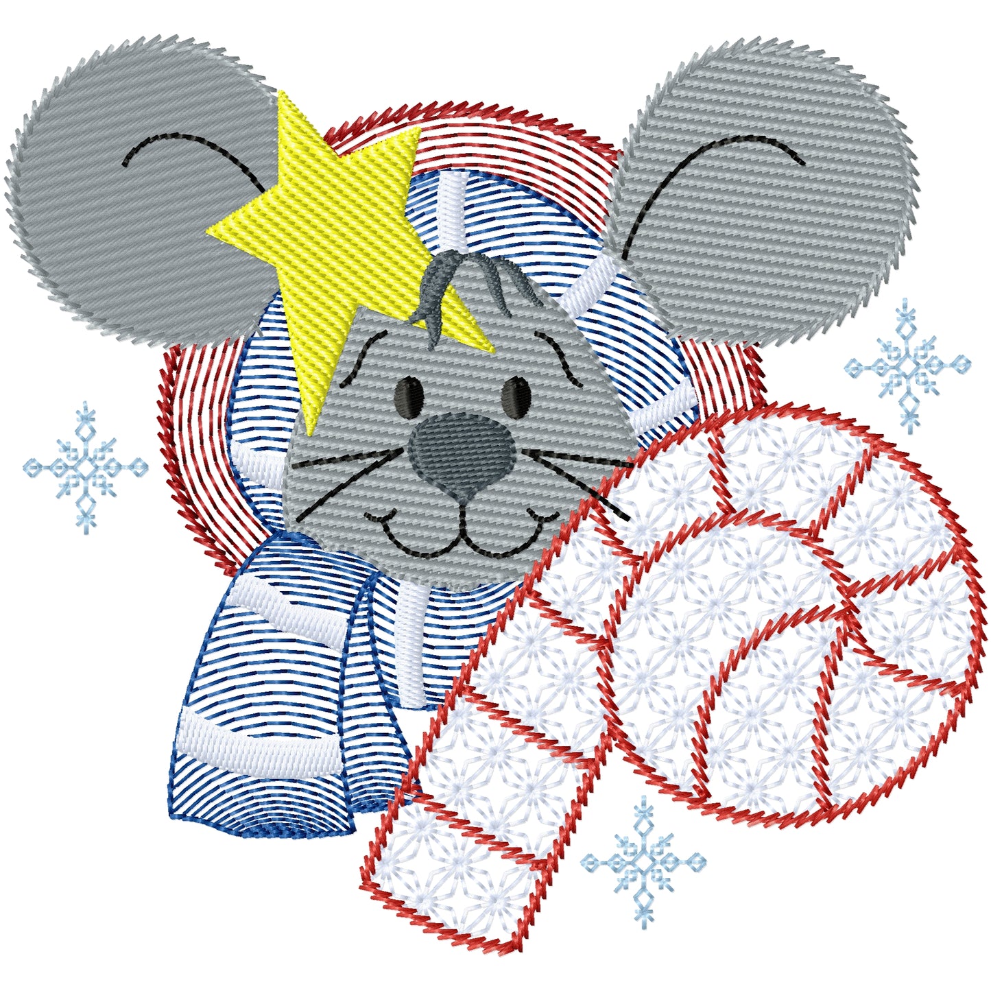 Christmas mouse 1 machine embroidery design 2 sizes