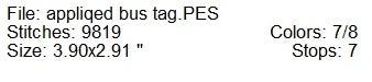 Applique bus tag machine embroidery design