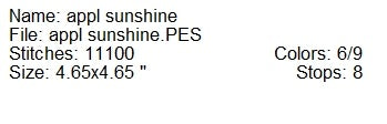 Appliqued Sunshine machine embroidery design
