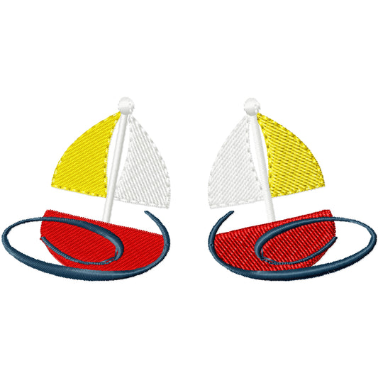 2 Sailboats machine embroidery design
