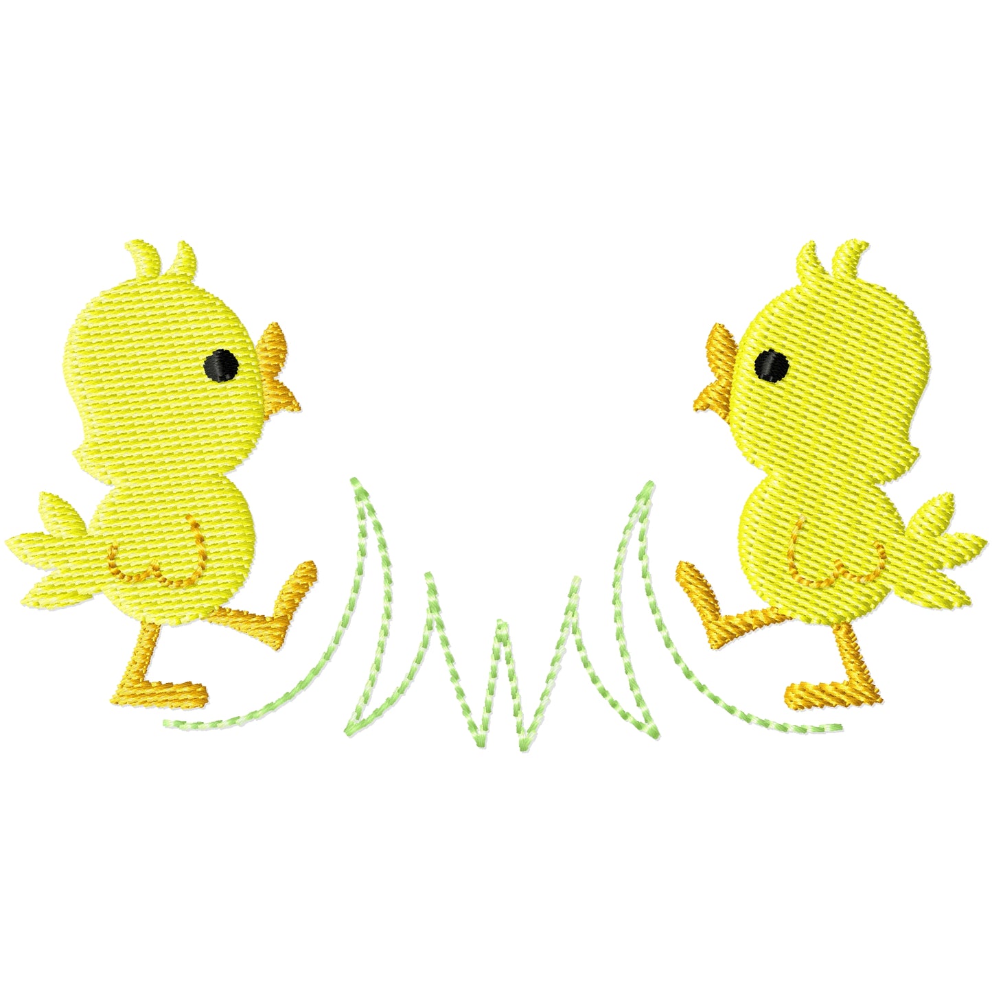 2 lil chicks in the grass machine embroidery design