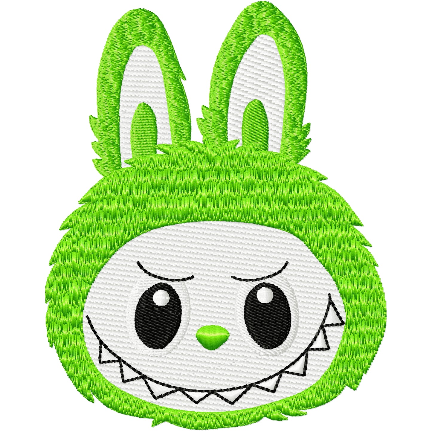Textured Labooboo face monster machine embroidery design 2 sizes