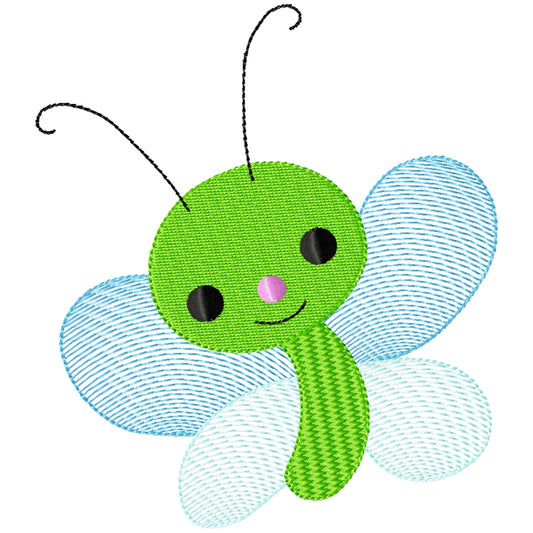 Cute bug 2 machine embroidery design 2 sizes