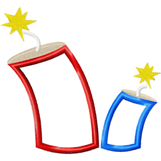 Applique fireworks machine embroidery design