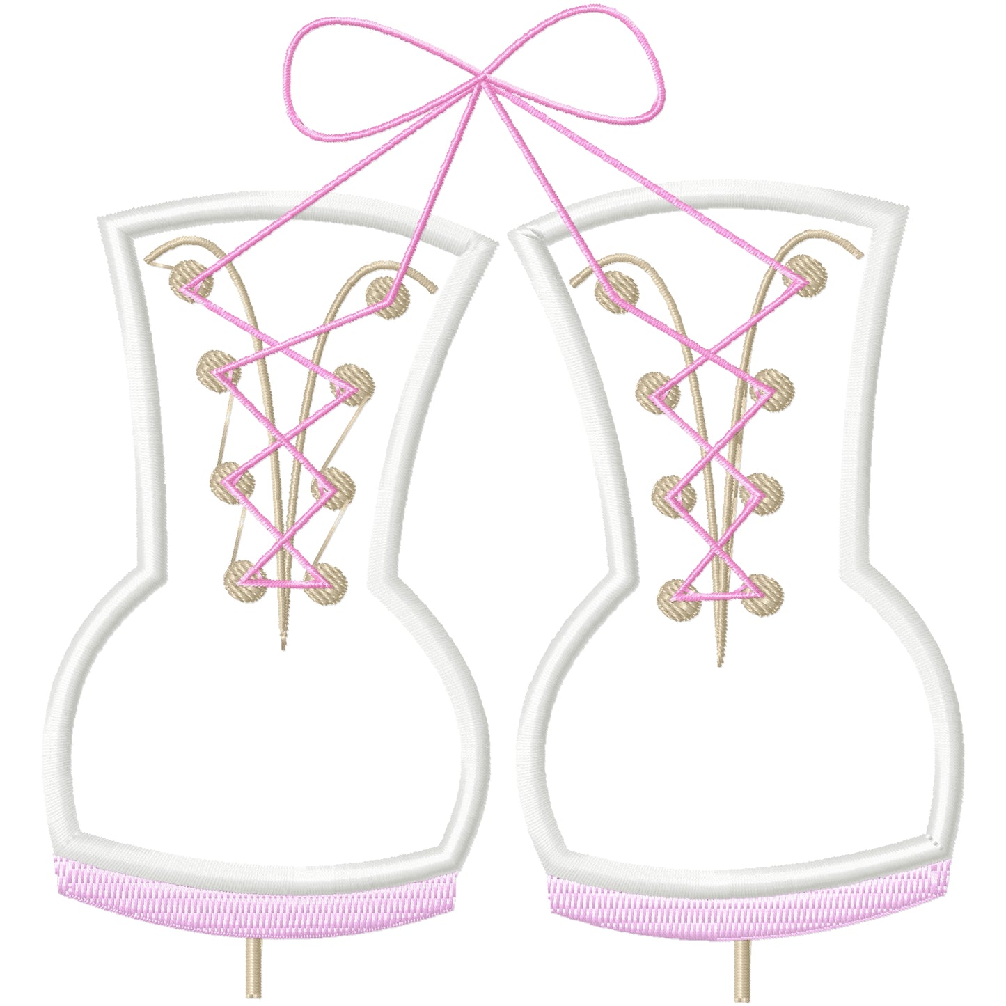 Appliqued ice skates machine embroidery design 2 sizes