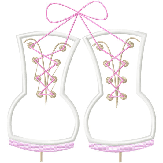 Appliqued ice skates machine embroidery design 2 sizes