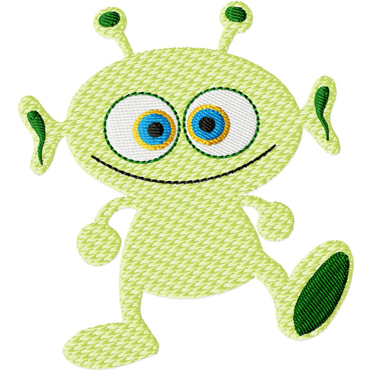 Cute alien machine embroidery design