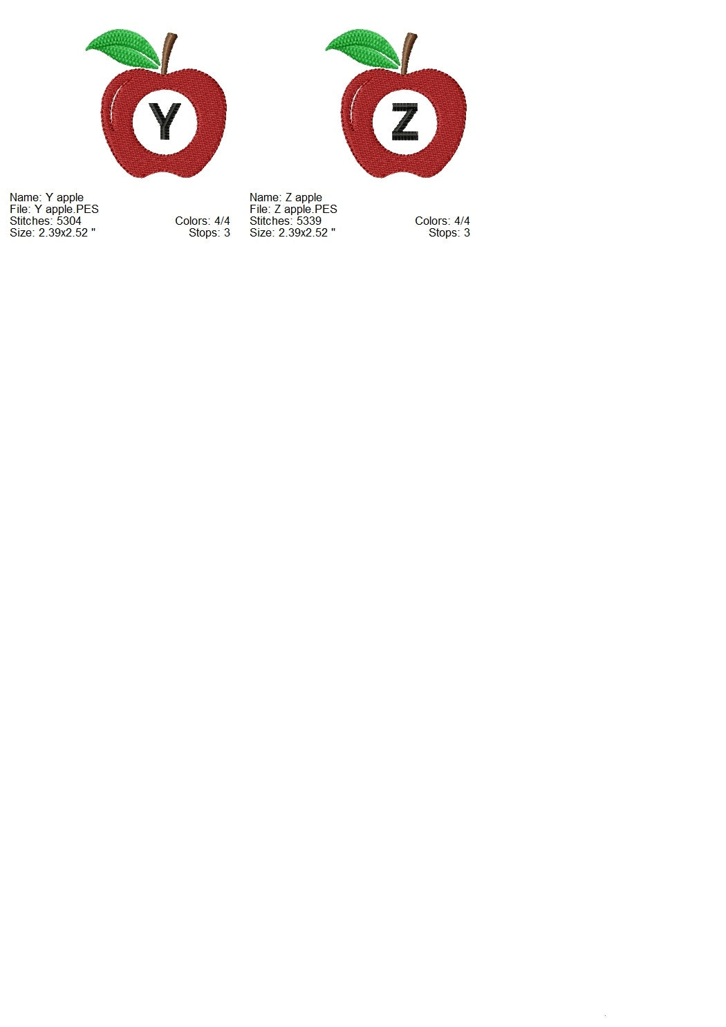 Apple font machine embroidery design set