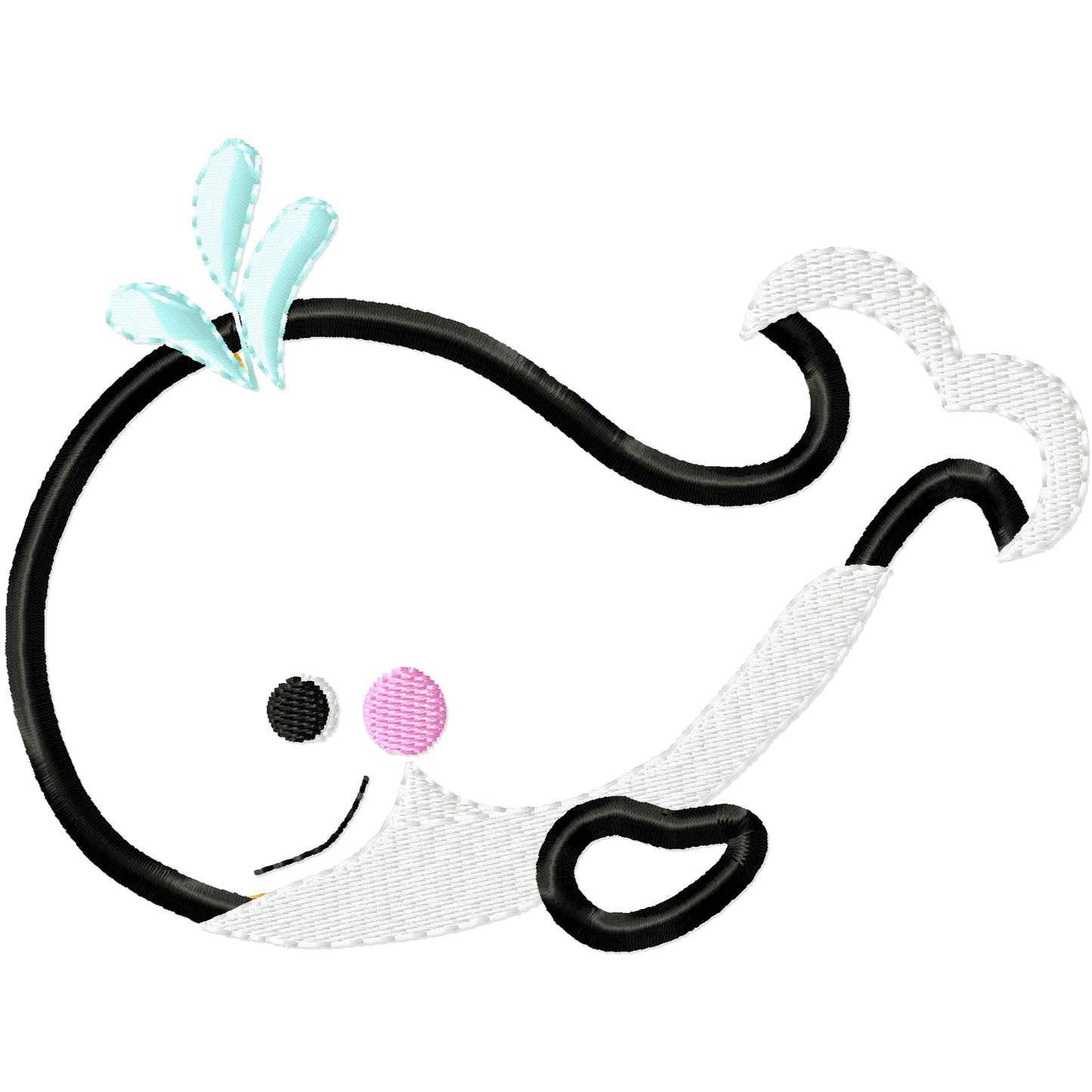 Applique whale machine embroidery design