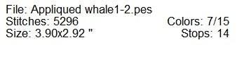 Applique whale machine embroidery design