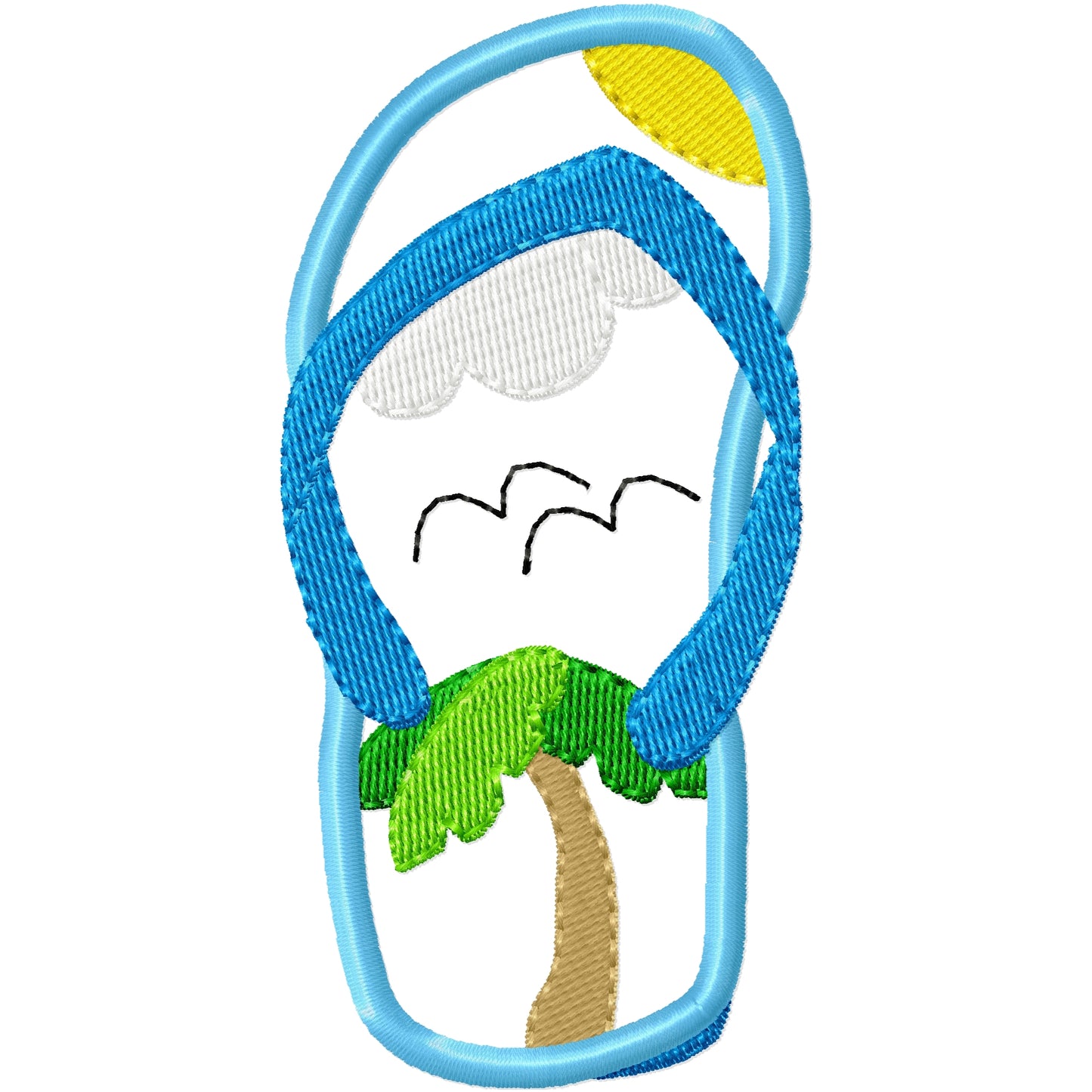 Appliqued flip flop 4 machine embroidery design