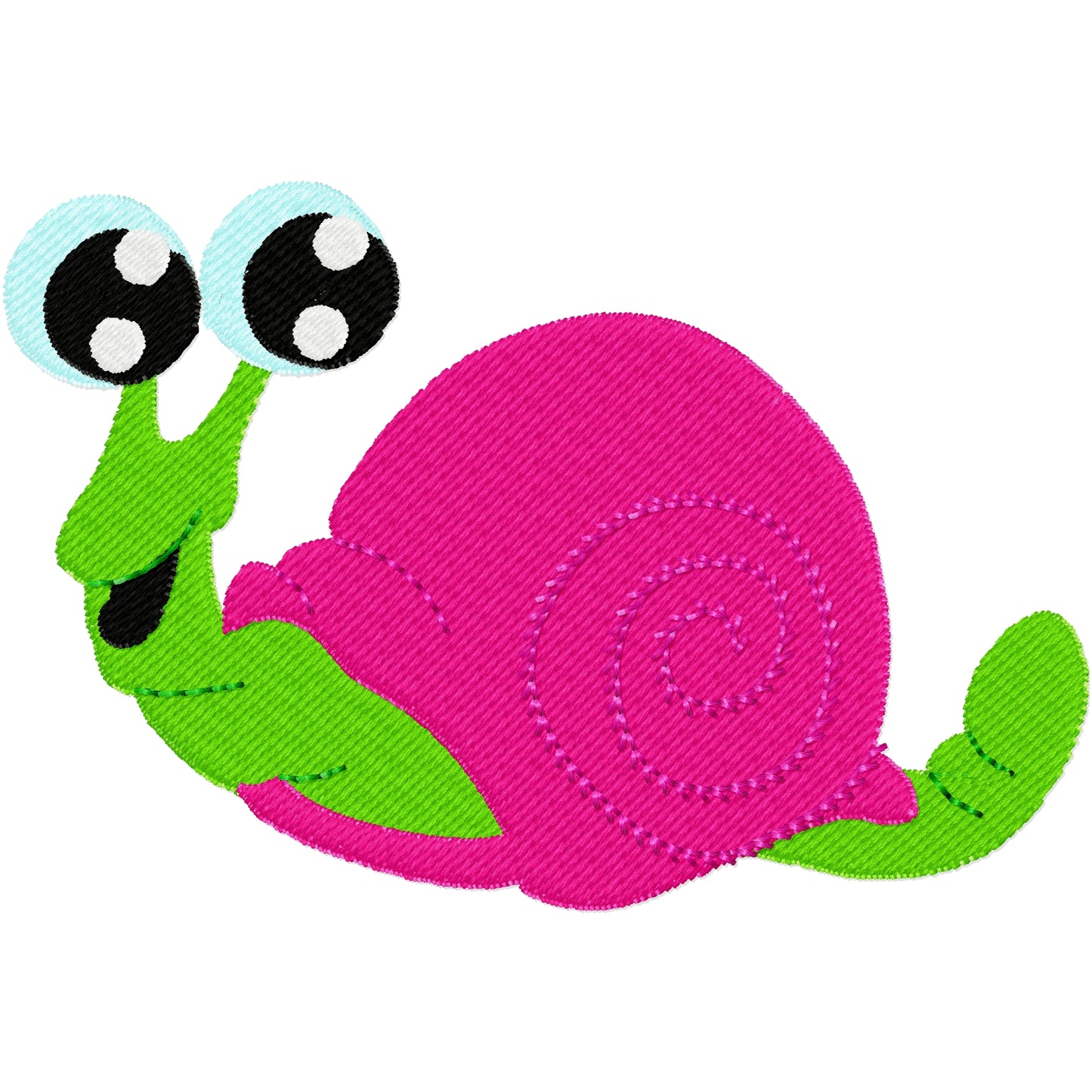 Big eyed snail machine embroidery design