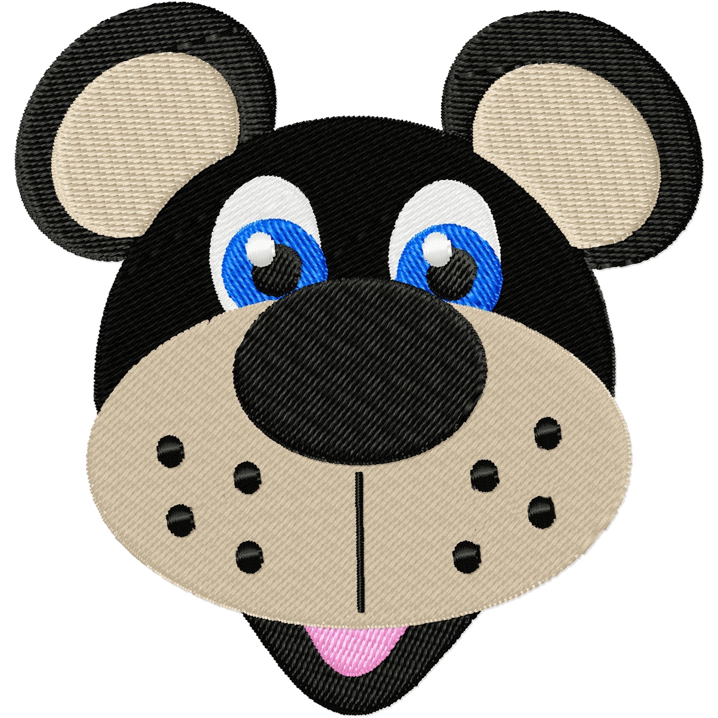 Black bear face machine embroidery design