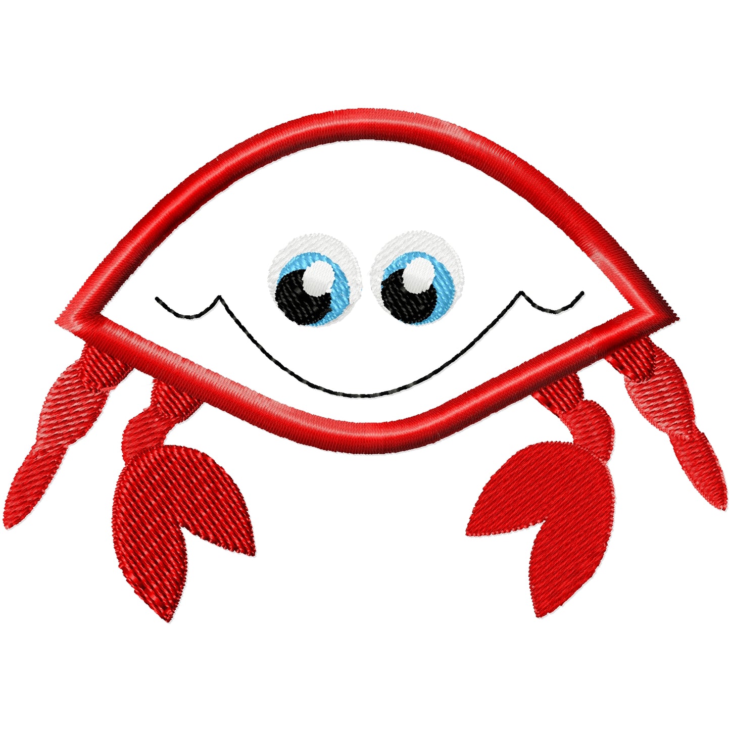 Blue appliqued crab machine embroidery design